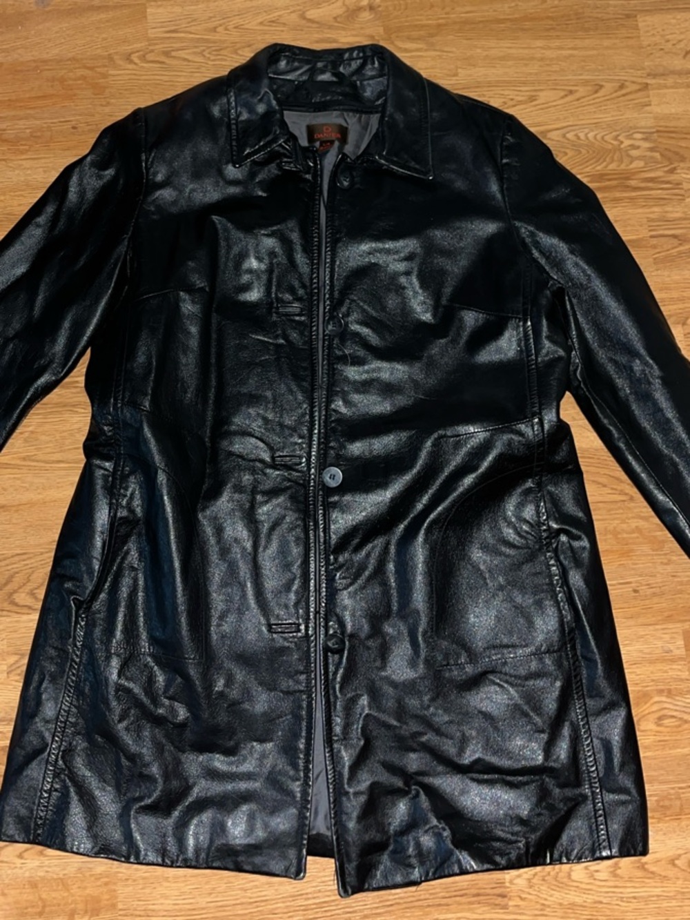 Danier Black Leather Mid-Length Coat